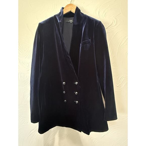 On Parle De Vous Paris Velvet Blazer Navy Blue Double Breasted Jacket T1 - Picture 2 of 9